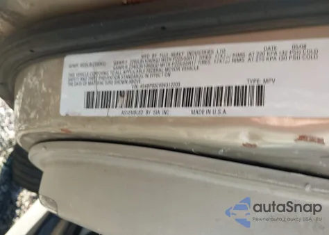 2009 Subaru Outback 3.0R Limited from USA, damaged, VIN 4S4BP85C694312203